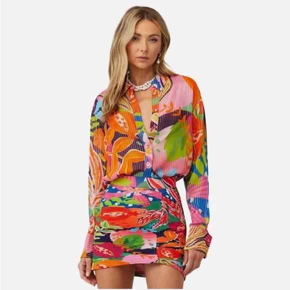 Rococo Sand Plum Shirt in Mix Fruit Medium Womens Button Down Blouse Top - Picture 5 of 12